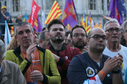 El diputat d'ERC al Congrés Gabriel Rufián, en un moment de la manifestació a Madrid.