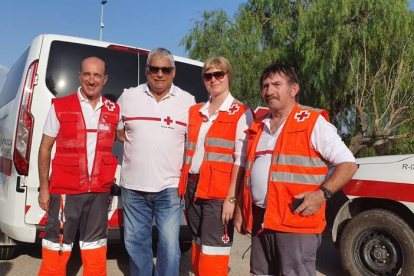 Los tres voluntarios tarraconenses que fueron a la ciudad andaluza, del viernes 13 hasta el lunes 16.