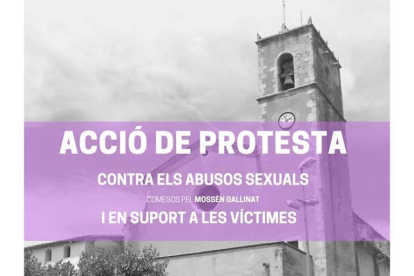 Cartell de la convocatòria de protesta contra els presumptes abusos sexuals de mossèn Gallinat a Sant Jaume dels Domenys.