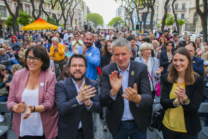 El vicepresident de la Generalitat, Pere Aragonès, va donar suport a la candidatura de Ricomà.