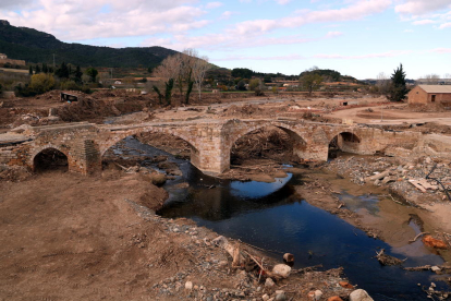 Pla general del Pont Vell de Montblanc destruït pels aiguats del passat 22 d'octubre a la Conca de Barberà.