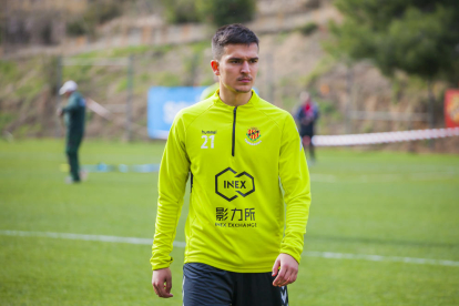 Antonio Cotán durant el seu primer entrenament a Tarragona.
