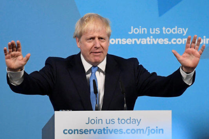 Boris Johnson justo después de ser escogido nuevo líder del partido conservador británico, en Londres.