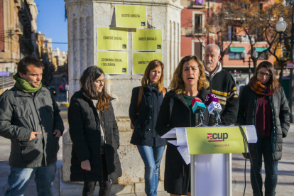 Imagen de la rueda de prensa de presentación de la lista de la CUP a las elecciones municipales.