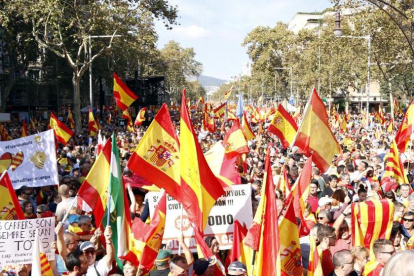 Imagen de una concentración de Sociedad Civil Catalana en Barcelona