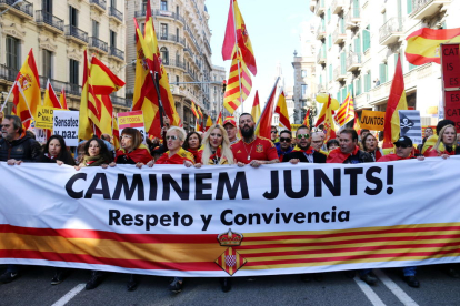 Imagen de archivo de una manifestación en defensa de la constitución en Barcelona, el año 2017