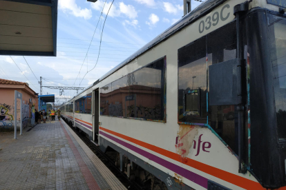 Imatge d'un dels trens afectats a Salomó.
