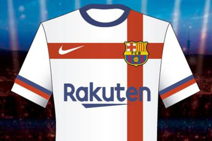 Reproducción de la camiseta propuesta por Nike como segunda equipación para el Barça.