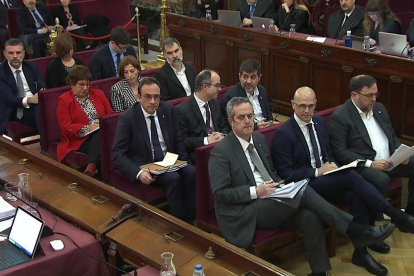 Imatge dels polítics independentistes en la segona jornada del judici de l'1-O.