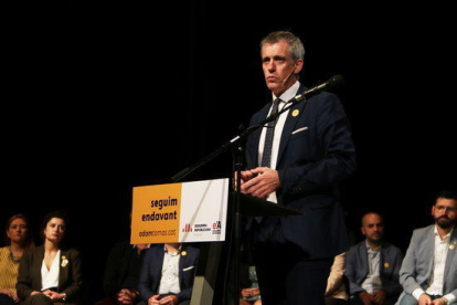 Adam Tomàs, cap de llista d'ERC a Amposta, en el míting de presentació de la llista republicana.