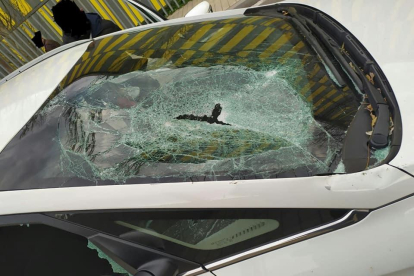Imagen de los destrozos en el coche