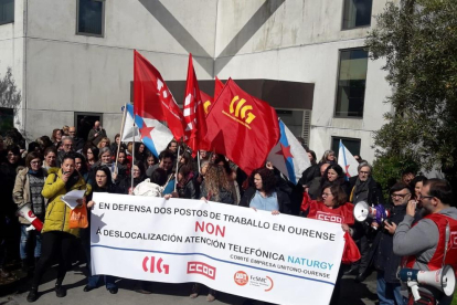 Movilizaciones de los trabajadores de Ourense, ayer.