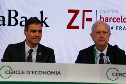 Pedro Sánchez i Juan José Brugera a les XXXV Trobades del Cercle d'Economia.