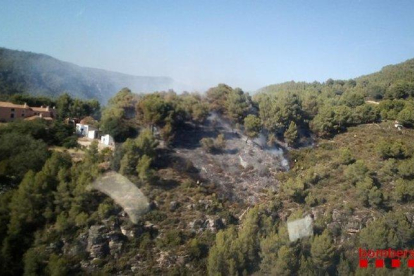 Imatge aèria de l'incendi de Querol.