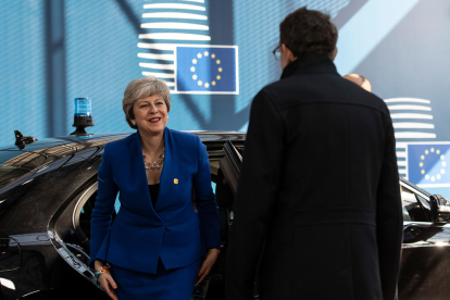 La primera ministra britànica, Theresa May, a la seva arribada a la cimera europea extraordinària del Brexit, a Brussel·les.