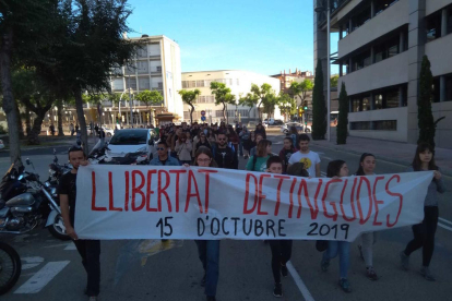 Imatge de la manifestació d'estudiants a Tarragona.