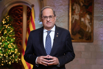 El presidente de la Generalitat, Quim Torra, pronuncia el discurso institucional con motivo de Fin de Año.