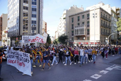 Imagen de la manifestación de estudiantes en Tarragona este jueves.