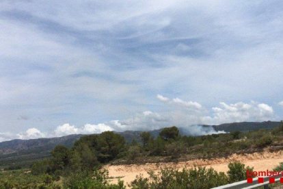 El incendio forestal se ha originado en la zona Burgans, entre Tivissa y Rasquera.