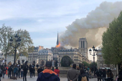 La catedral de Notre Dame afectada pel foc.