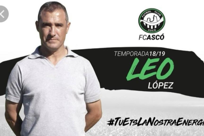 Leo López, cuando fue presentado como entrenador del Ascó
