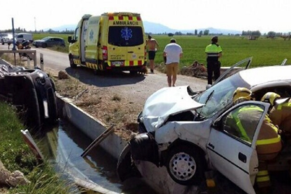 Imatge de l'accident a la TV-3409l a Deltebre.