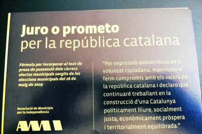 L'AMI proposa als electes que prometin o jurin el càrrec «per la república catalana».