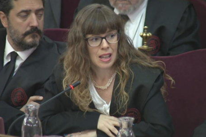 L'advocada de Carme Forcadell Olga Arderiu durant l'informe final al judici de l'1-O al Tribunal Suprem.