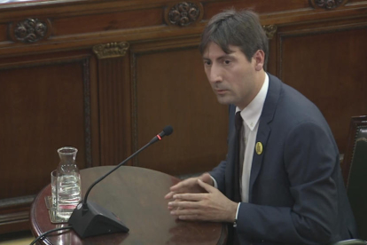 L'eurodiputat d'ERC Jordi Solé, en un moment de la seva declaració davant del Tribunal Suprem.