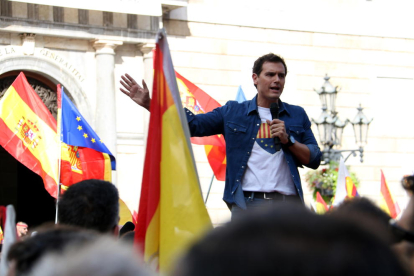Imagen de Albert Rivera durante la manifestación del 20 de octubre a Barcelona