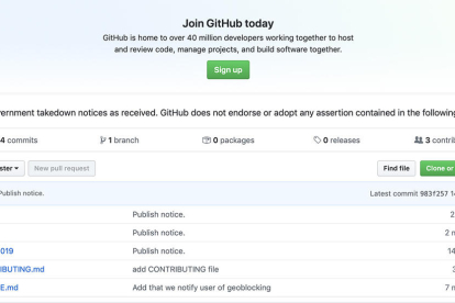 GitHub publica los requerimientos que ha recibido, de Rusia, China y España.