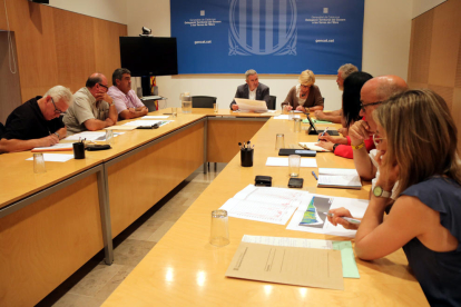 Imatge de la reunió de la comissió de seguiment de la mosca negra a la delegació del Govern a les Terres de.