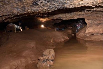 Imatge d'un dels espais de la cova de la Font Major on els investigacions de l'IPHES realitzen excavacions
