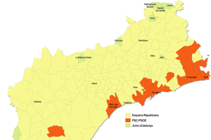 Dels 185 municipis de la demarcació, en 8 pobles hi va guanyar JxCat, en 22 el PSC i, en 155, ERC.
