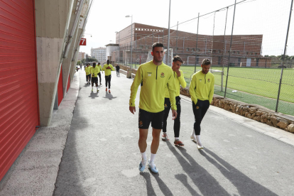 Carlos Albarrán en un entrenament a l'annex del Nou Estadi.