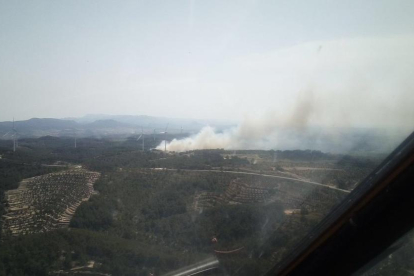 Imagen del nuevo incendio que ahora afecta a la Terra Alta.