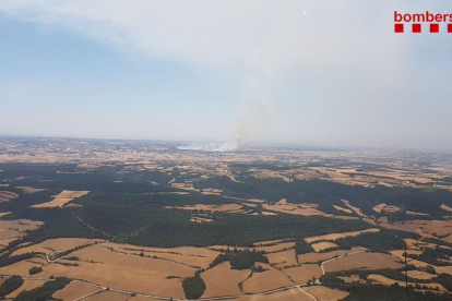Imatge aèria de l'incendi de Talavera (Segarra) que ha cremat 40 hectàrees