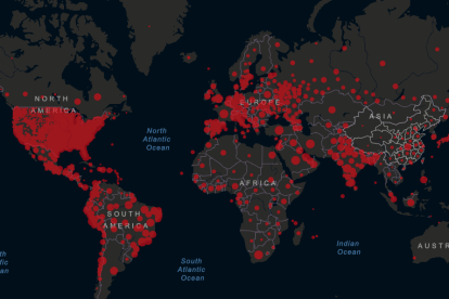 Mapa dels contagis per coronavirus al món.