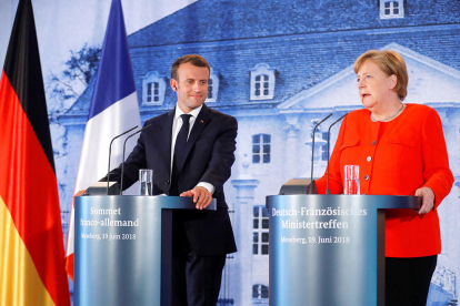 La canciller alemana, Angela Merkel, y el presidente francés, Emmanuel Macron.
