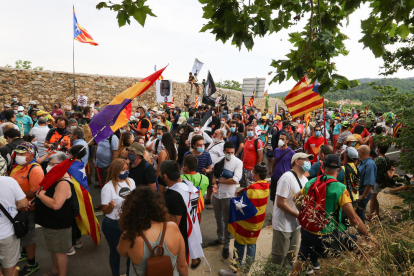 Un instant de la marxa en contra de la presència dels Reis.