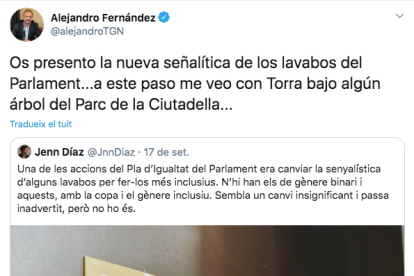 Tuit de Alejandro Fernández.