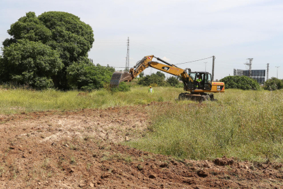 Imagen de las máquinas excavadoras llevando a cabo movimientos del suelo en los primeros trabajos de urbanización del sector PP10.