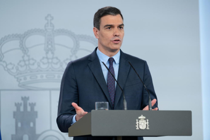 El president espanyol, Pedro Sánchez, durant una roda de premsa