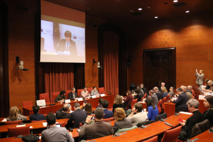 L'expresident del Govern Carles Puigdemont compareix des del Parlament Europeu a la comissió d'investigació del 155 al Parlament