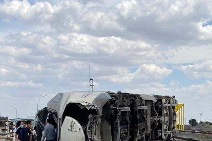 Imagen del tren en el lugar del accidente.