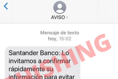 Imatge del missatge fraudulent que suplanta el Banc Santander.