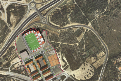 Imatge virtual de la zona afectada pel pla, a la zona del Nou Estadi i la Vall de l'Arrabassada.