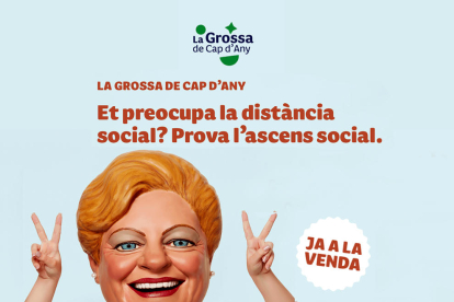 Cartell de la campanya que la Grossa de Catalunya ha retirat, on es vincula l'ascens social amb la compra de loteria