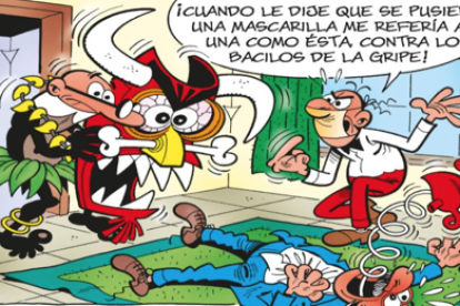Imagen del cómico que habla de la gripe de Mortadelo y Filemón.