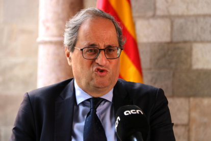 El president del Govern, Quim Torra, durant l'entrevista amb l'ACN al Palau de la Generalitat